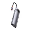 Baseus Metal Gleam 8in1 HUB USB Type-C - USB Type-C PD 100W / HDMI 4K 30Hz / 3x USB 3.2 Gen 1/ RJ45 1Gbps/ SD és MicroSD kártyaolvasóval szürke (CAHUB-CV0G) thumbnail