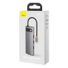 Baseus Metal Gleam 8in1 HUB USB Type-C - USB Type-C PD 100W / HDMI 4K 30Hz / 3x USB 3.2 Gen 1/ RJ45 1Gbps/ SD és MicroSD kártyaolvasóval szürke (CAHUB-CV0G) thumbnail