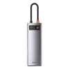 Baseus Metal Gleam 8in1 HUB USB Type-C - USB Type-C PD 100W / HDMI 4K 30Hz / 3x USB 3.2 Gen 1/ RJ45 1Gbps/ SD és MicroSD kártyaolvasóval szürke (CAHUB-CV0G) thumbnail