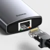 Baseus Metal Gleam 8in1 HUB USB Type-C - USB Type-C PD 100W / HDMI 4K 30Hz / 3x USB 3.2 Gen 1/ RJ45 1Gbps/ SD és MicroSD kártyaolvasóval szürke (CAHUB-CV0G) thumbnail