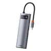 Baseus Metal Gleam 8in1 HUB USB Type-C - USB Type-C PD 100W / HDMI 4K 30Hz / 3x USB 3.2 Gen 1/ RJ45 1Gbps/ SD és MicroSD kártyaolvasóval szürke (CAHUB-CV0G) thumbnail