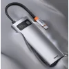 Baseus Metal Gleam 8in1 HUB USB Type-C - USB Type-C PD 100W / HDMI 4K 30Hz / 3x USB 3.2 Gen 1/ RJ45 1Gbps/ SD és MicroSD kártyaolvasóval szürke (CAHUB-CV0G) thumbnail