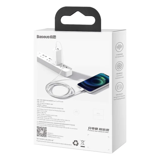 Baseus Superior USB Type-C - Lightning kábel PD 20W 1.5m fehér (CATLYS-B02) - 7