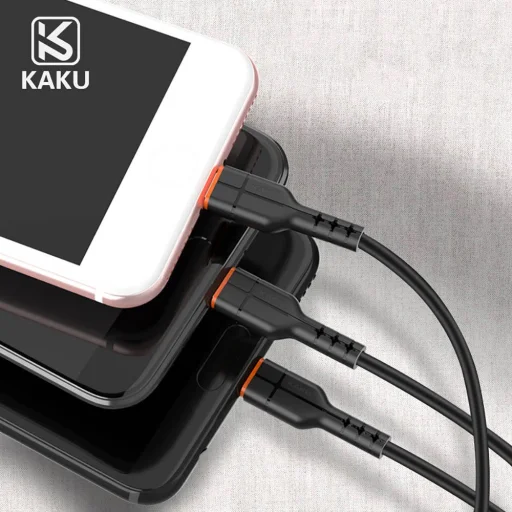 KAKU 3in1 kábel USB - USB Type-C/ Lightning/ Micro USB 3.2A 1m fekete (KSC-237) - 8