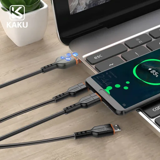 KAKU 3in1 kábel USB - USB Type-C/ Lightning/ Micro USB 3.2A 1m fekete (KSC-237) - 10