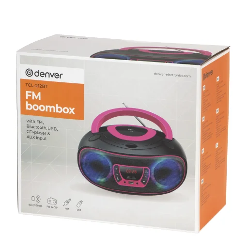 Denver TCL-212BT ružové Bluetooth CD boombox rádio - 7