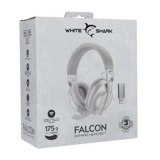 White Shark WGH-2441 Falcon White/Grey bezdrôtové herné slúchadlá s mikrofónom - 9