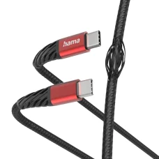 Hama 00201542 Extreme nabíjací kábel USB-C - USB-C 1,5 m nylonový čierno-červený nabíjací kábel