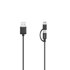 Hama 00200616 2 v 1 Micro-USB kábel s adaptérom USB-C, USB 2.0, 0,75 m