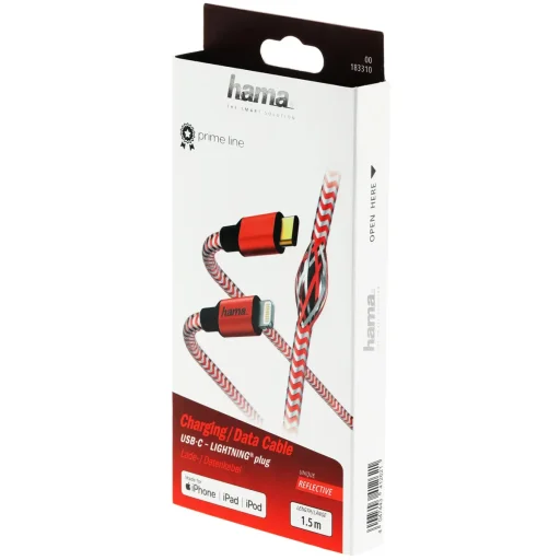 Hama 00183310 USB Type-C – Lightning MFI 1,5 m červený kábel - 4