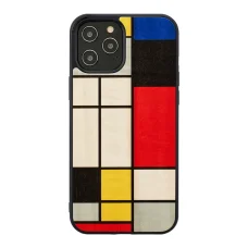 MAN&WOOD drevený zadný kryt pre Apple iPhone 12 / 12 Pro, Mondrian Wood Black
