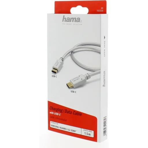 Hama 00183328 USB Type-C - USB Type-C nabíjací a dátový kábel 1,5 m biely - 5