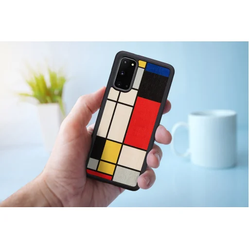 MAN&WOOD puzdro s dreveným vzorom pre Samsung Galaxy S20, Mondrian Wood Black - 4