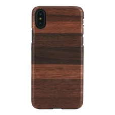 MAN&WOOD iPhone X/XS čierne puzdro s dreveným vzorom