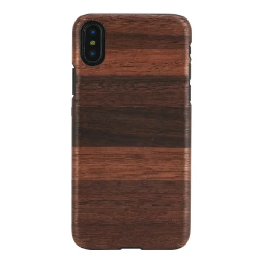 MAN&WOOD iPhone X/XS čierne puzdro s dreveným vzorom - 1