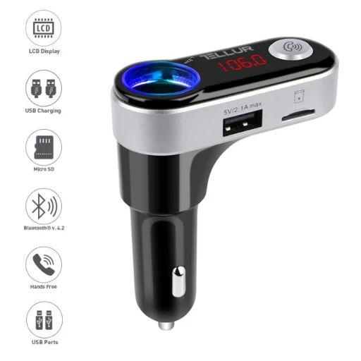 Tellur FMT-B2 Black Bluetooth FM transmiter a nabíjačka do auta - 4