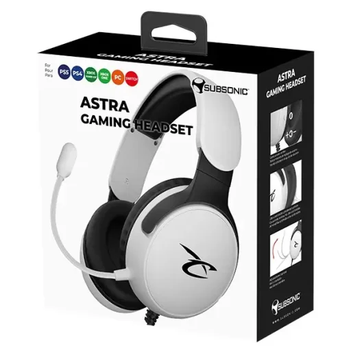 Subsonic Astra Gaming Headset bielo-čierne slúchadlá - 7
