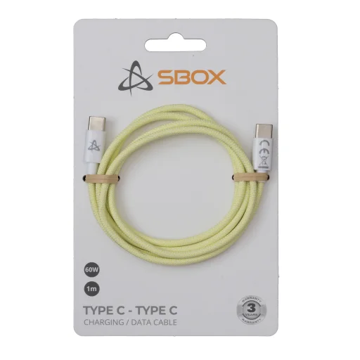 Sbox Type-C – Type-C M/M 1 m žltý dátový kábel - 1