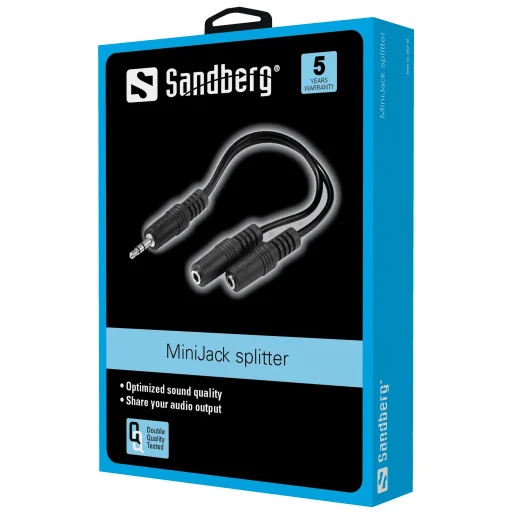 Sandberg 502-16 3,5 mm MiniJack elosztó 1-ről 2-re - 2