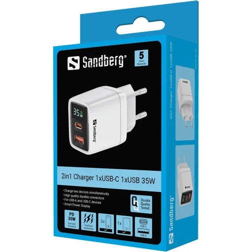 Sandberg 441-52 2 az 1-ben hálózati töltő 1xUSB-C 1xUSB 35W - 3