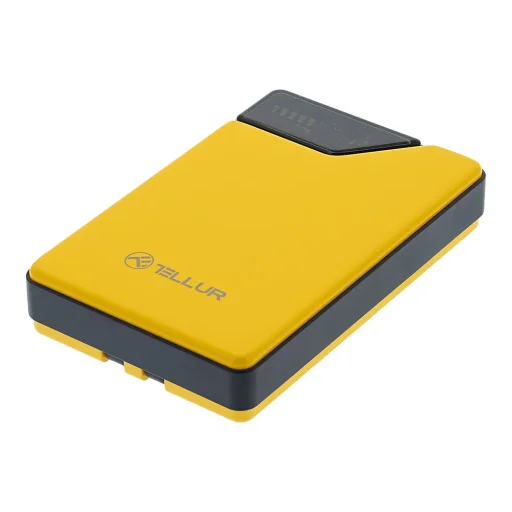 Tellur Power Bank 10000mAh so zabudovanými káblami USB-C + Lightning, žltá - 1