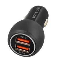 Tellur Dual USB autonabíjačka s QC 3.0, 6A, čierna