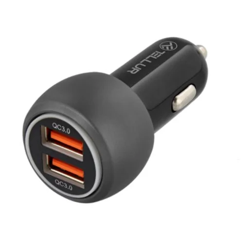 Tellur Dual USB autonabíjačka s QC 3.0, 6A, čierna - 2