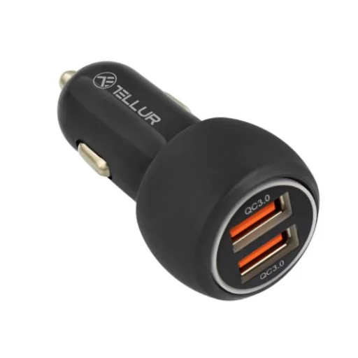 Tellur Dual USB autonabíjačka s QC 3.0, 6A, čierna - 3