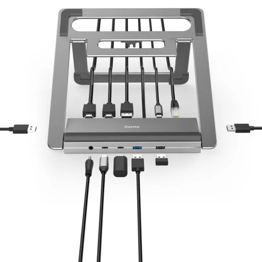 Hama 00200139 Connect2Office USB-C dokovacia stanica so stojanom, 12 portov, 100 W, sivá - 7