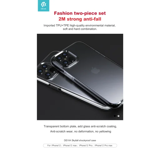Devia Skyfall nárazuvzdorné puzdro pre iPhone 12 Pro Max, biele puzdro - 4