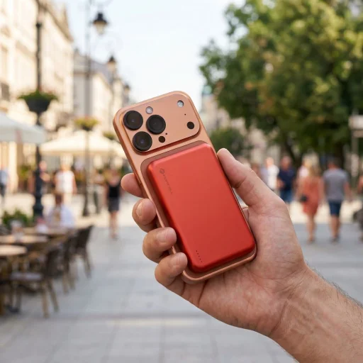 Forcell F-Energy Slim F5K9 QC4.0 PD3.0 15W 5000 mAh MagSafe kompatibilná powerbanka oranžová - 8