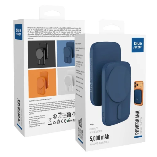 Blue Star Slim DG-P8 MagSafe kompatibilná powerbanka 15 W 5000 mAh tmavomodrá - 7