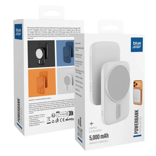 Blue Star Slim DG-P8 15W 5000 mAh biela MagSafe kompatibilná powerbanka - 1