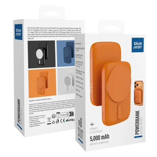 Blue Star Slim DG-P8 15 W 5000 mAh MagSafe kompatibilná powerbanka oranžová - 1