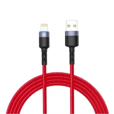 Tellur USB–Lightning dátový kábel s LED podsvietením 3A 1,2 m červený