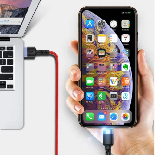 Tellur USB–Lightning dátový kábel s LED podsvietením 3A 1,2 m červený - 5