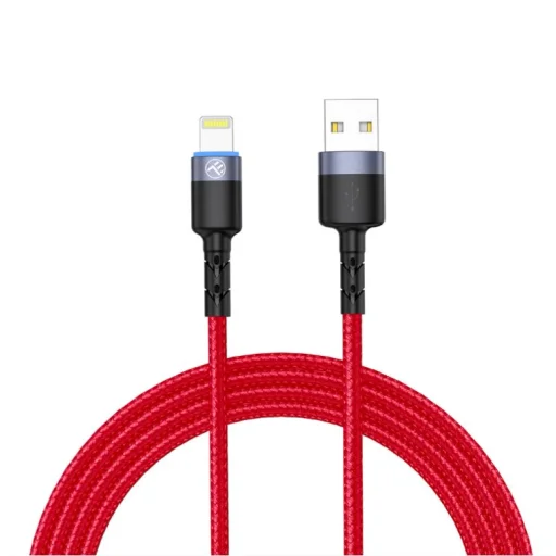 Tellur USB–Lightning dátový kábel s LED podsvietením 3A 1,2 m červený - 1