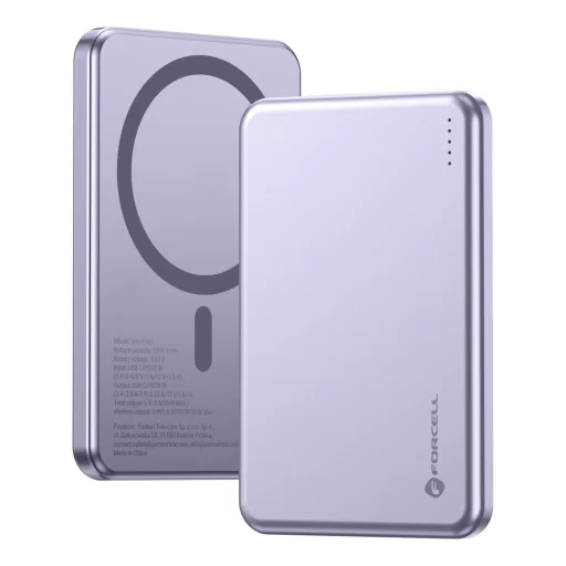 Forcell F-Energy Slim F5K9 QC4.0 PD3.0 15W 5000 mAh MagSafe kompatibilná powerbanka fialová - 2
