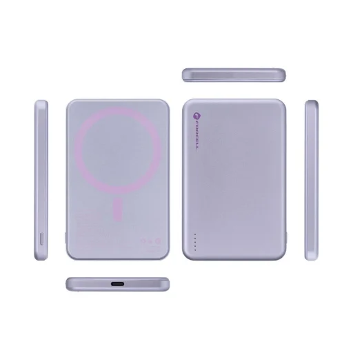 Forcell F-Energy Slim F5K9 QC4.0 PD3.0 15W 5000 mAh MagSafe kompatibilná powerbanka fialová - 4