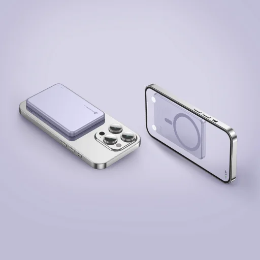 Forcell F-Energy Slim F5K9 QC4.0 PD3.0 15W 5000 mAh MagSafe kompatibilná powerbanka fialová - 6