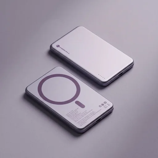 Forcell F-Energy Slim F5K9 QC4.0 PD3.0 15W 5000 mAh MagSafe kompatibilná powerbanka fialová - 7