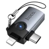 Hoco UA46E Victory szürke 2 az 1-ben OTG adapter Lightning / USB-C - USB-A thumbnail