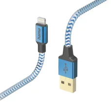 Hama 00201553 reflexný nabíjací kábel USB-A - Lightning 1,5 m nylon modrý