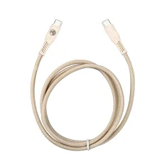 Tellur Green Type-C – Type-C dátový a rýchlonabíjací kábel 3A PD60W 1 m nylonový, krémový