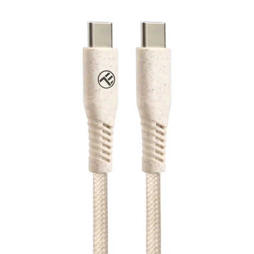 Tellur Green Type-C – Type-C dátový a rýchlonabíjací kábel 3A PD60W 1 m nylonový, krémový - 2