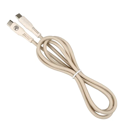 Tellur Green Type-C – Type-C dátový a rýchlonabíjací kábel 3A PD60W 1 m nylonový, krémový - 3