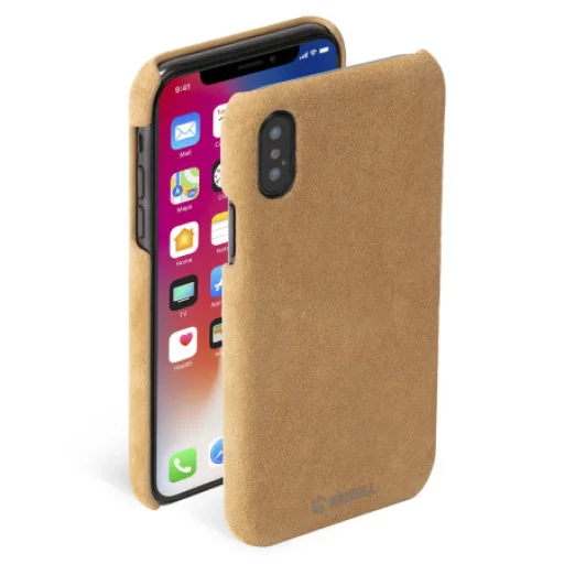 Krusell Broby Apple iPhone X/XS velúrové puzdro, koňakovo hnedá - 1