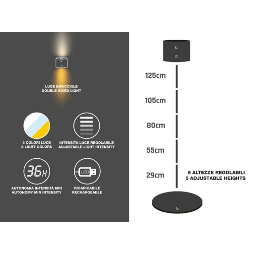 Beper P201UTP306 nabíjateľná, výškovo nastaviteľná LED lampa - 2