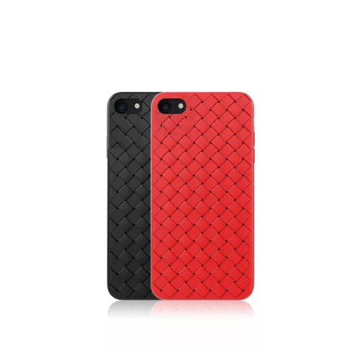 Devia Woven Pattern Design mäkký kryt pre iPhone SE2, červený kryt - 2