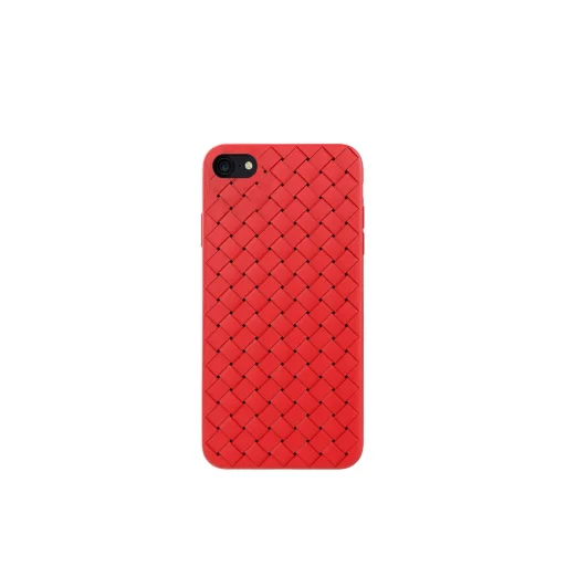Devia Woven Pattern Design mäkký kryt pre iPhone SE2, červený kryt - 1
